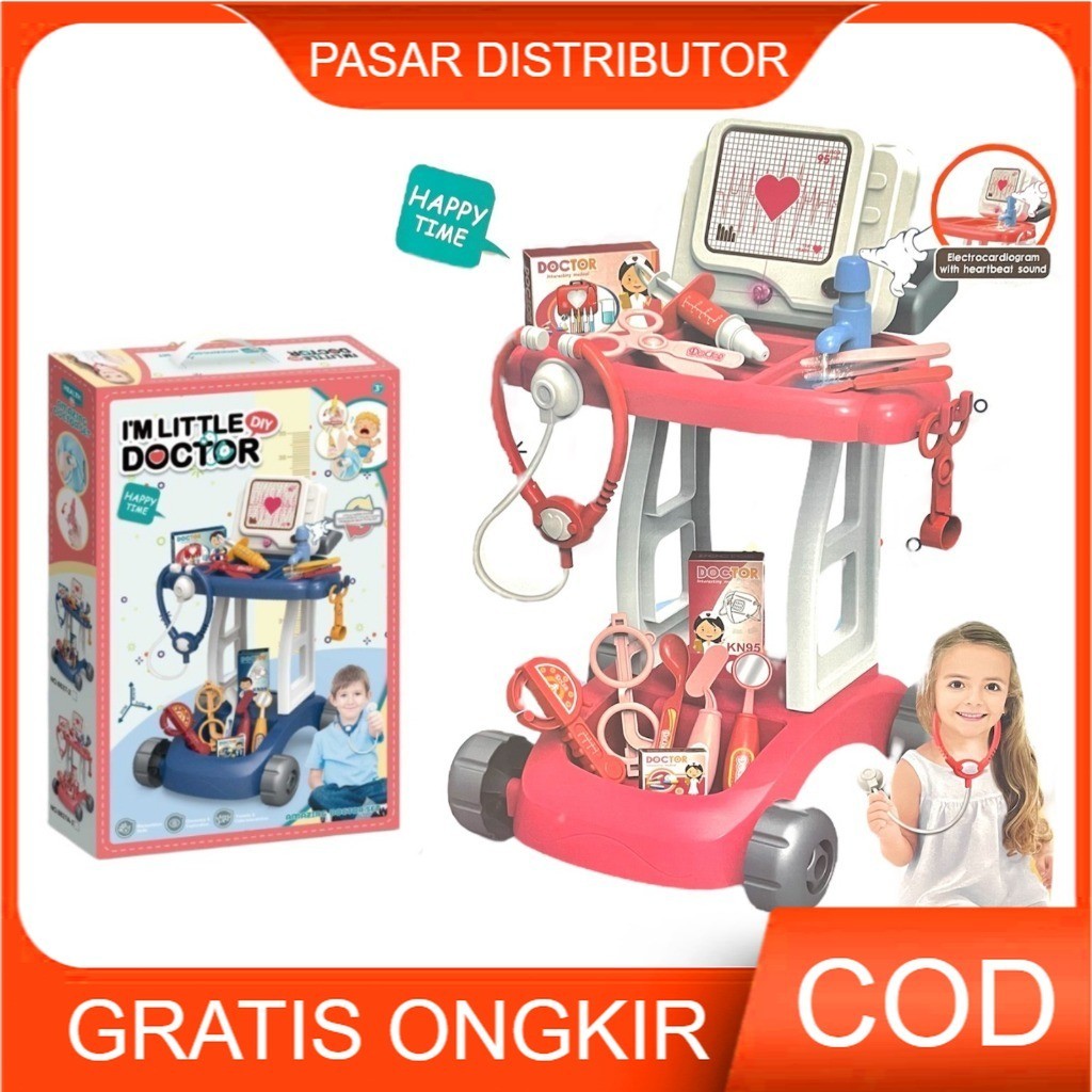 SEVS.QOR Mainan Anak I'M LITTLE DIY DOCTOR TDC-007 Mainan Dokter Dokteran Perlengkapan Dokter Dorong