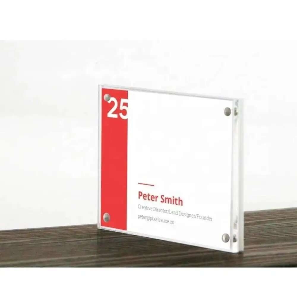 

Sticker Price Tag Acrylic Magnetic Name Card Display Wall Mount Paper Info Desk Table Sign Holder Photo Frame