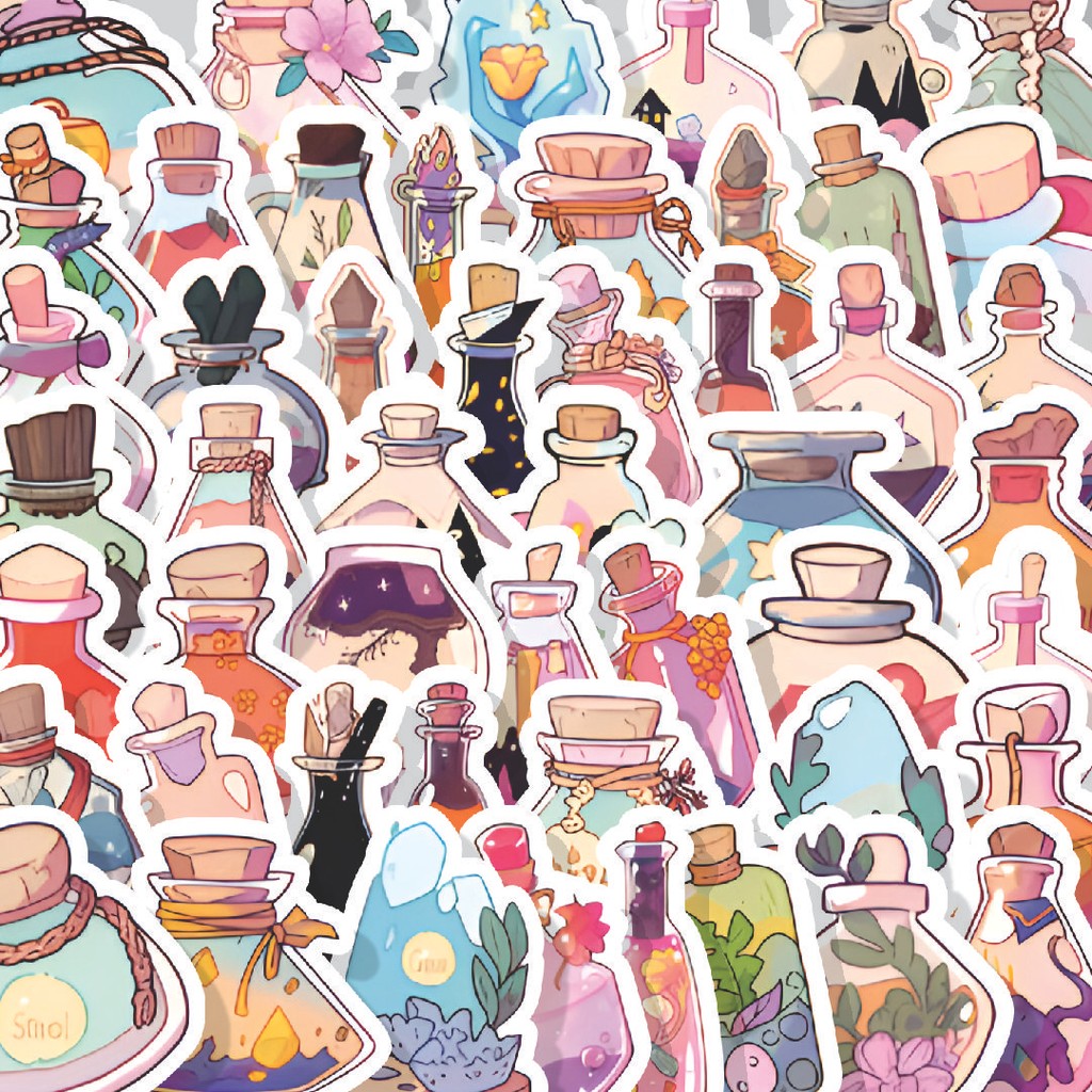 

Stiker Cutting Pack Stiker Madicine Bottle Art [Seni Botol Obat] Isi 100Pcs Series Aesthetic Lucu Keren Untuk Koper Bahan Vynil