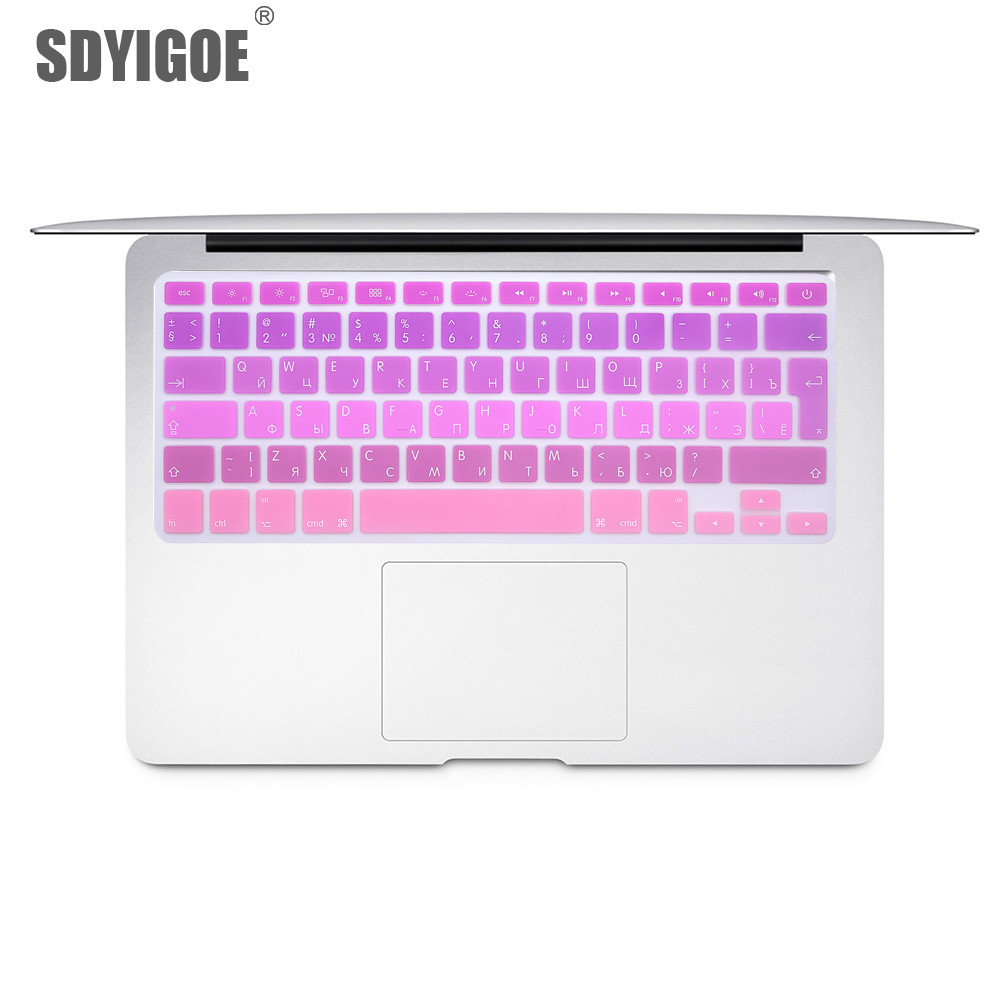 EU US Russian Language Keyboard Skin for Macbook Air13 A1466 Keyboard Cover Pro13/15 A1502A1398 Sili
