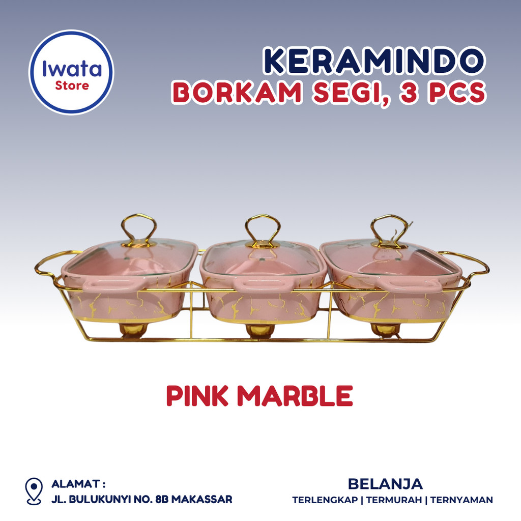 KERAMINDO BORKAM SEGI SET 3 PCS - PINK MARBLE