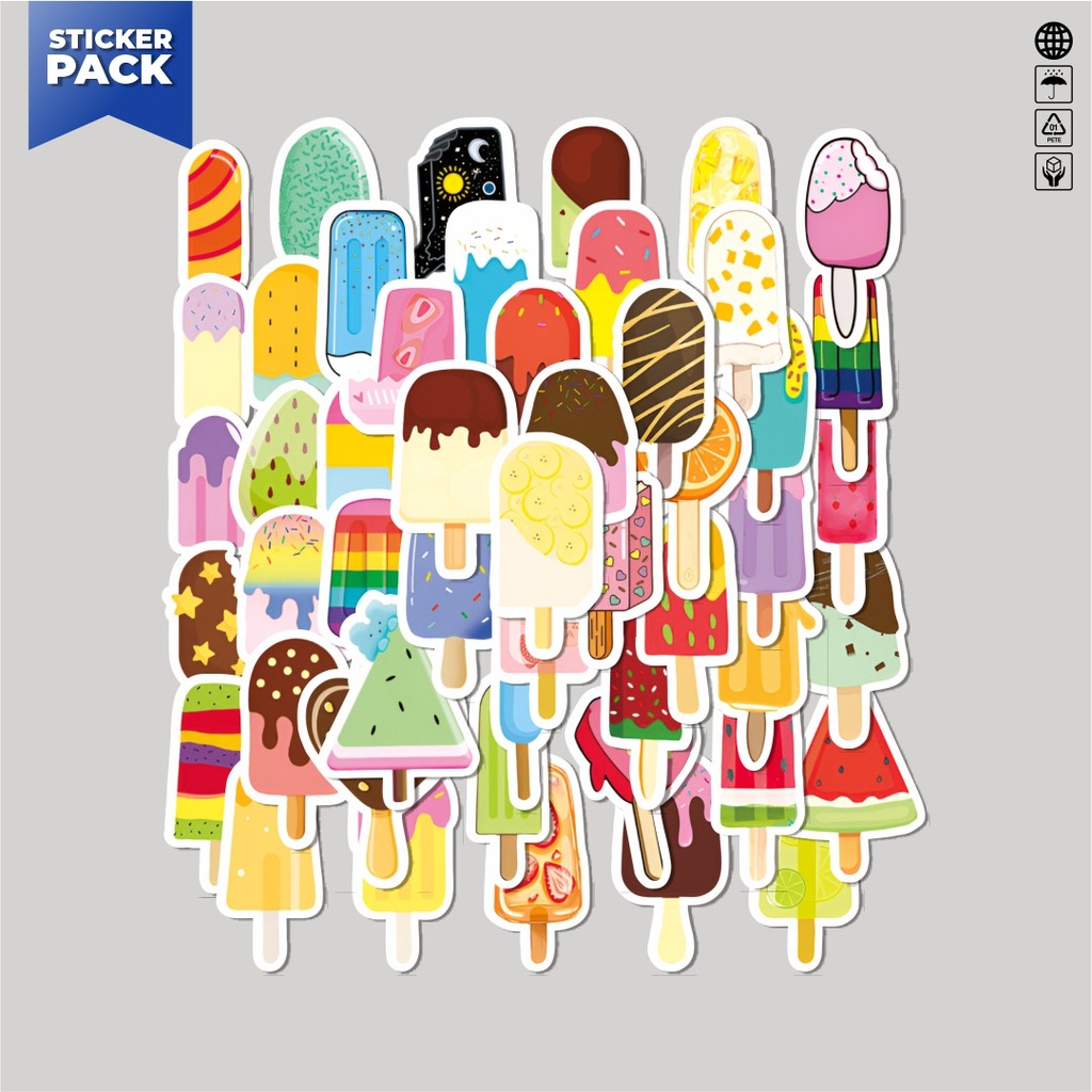

[100PCS]Stiker Pack Stiker Cute Ice Cream Series Aesthetic Vinyl Anti Air Dekorasi Sticker Laptop Buku Journal Koper Helm Casing HP Gitar Helm Skateboard
