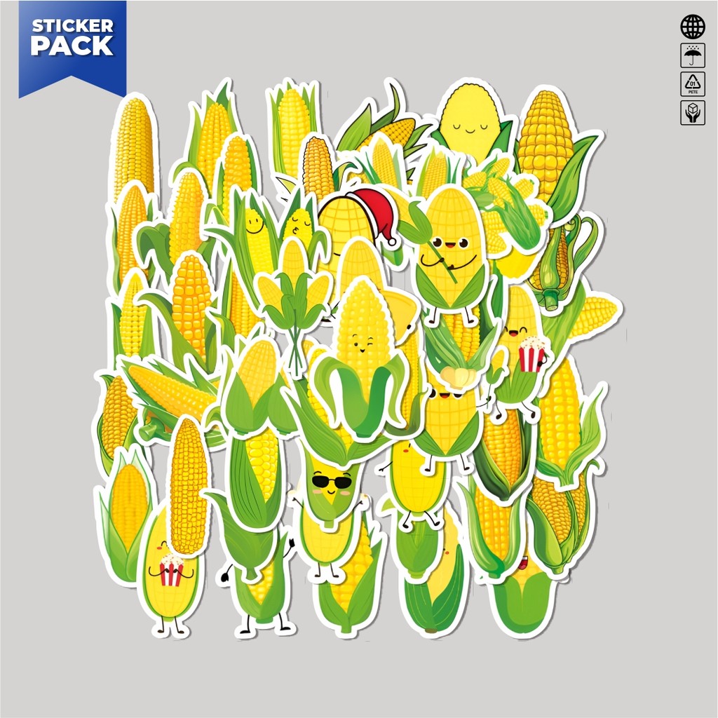 

[100PCS]Stiker Pack Stiker Cute Corn [Jagung] Aesthetic Vinyl Anti Air Dekorasi Sticker Laptop Buku Journal Koper Helm Casing HP Gitar Helm Skateboard