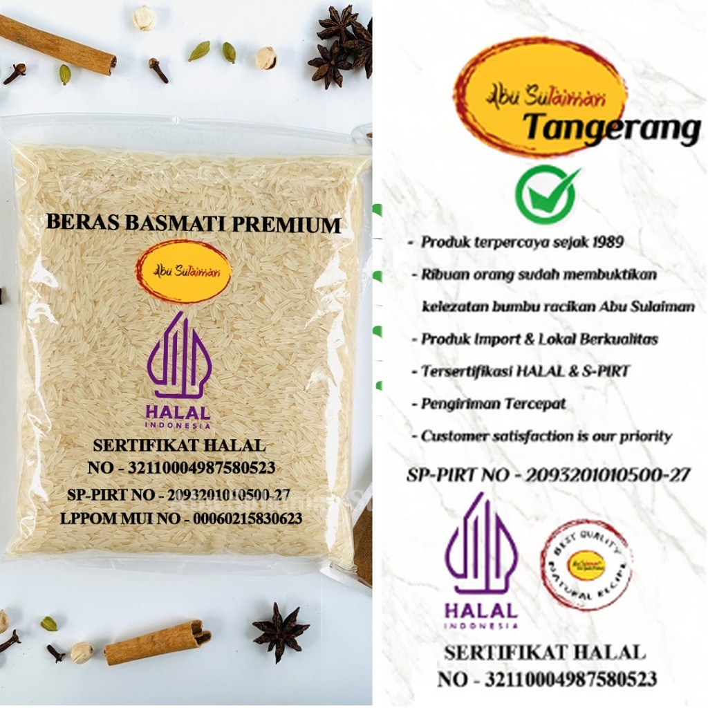 

LIMITED OFFER!!! BERAS BASMATI 1 KG / BASMATI RICE 1 KG / BERAS BASMATI ABU SULAIMAN TANGERANG / BERAS BAMATI 1 KG / PREMIUM BASMATI RICE