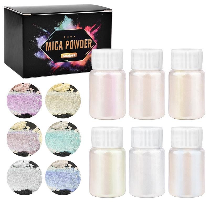 

6 Pcs-Set Epoxy Resin Dye Mica Powder Powdered Pigments Set Resin Mica Pearlescent Resin Pearl Box-Packed Micas Colorants Resin