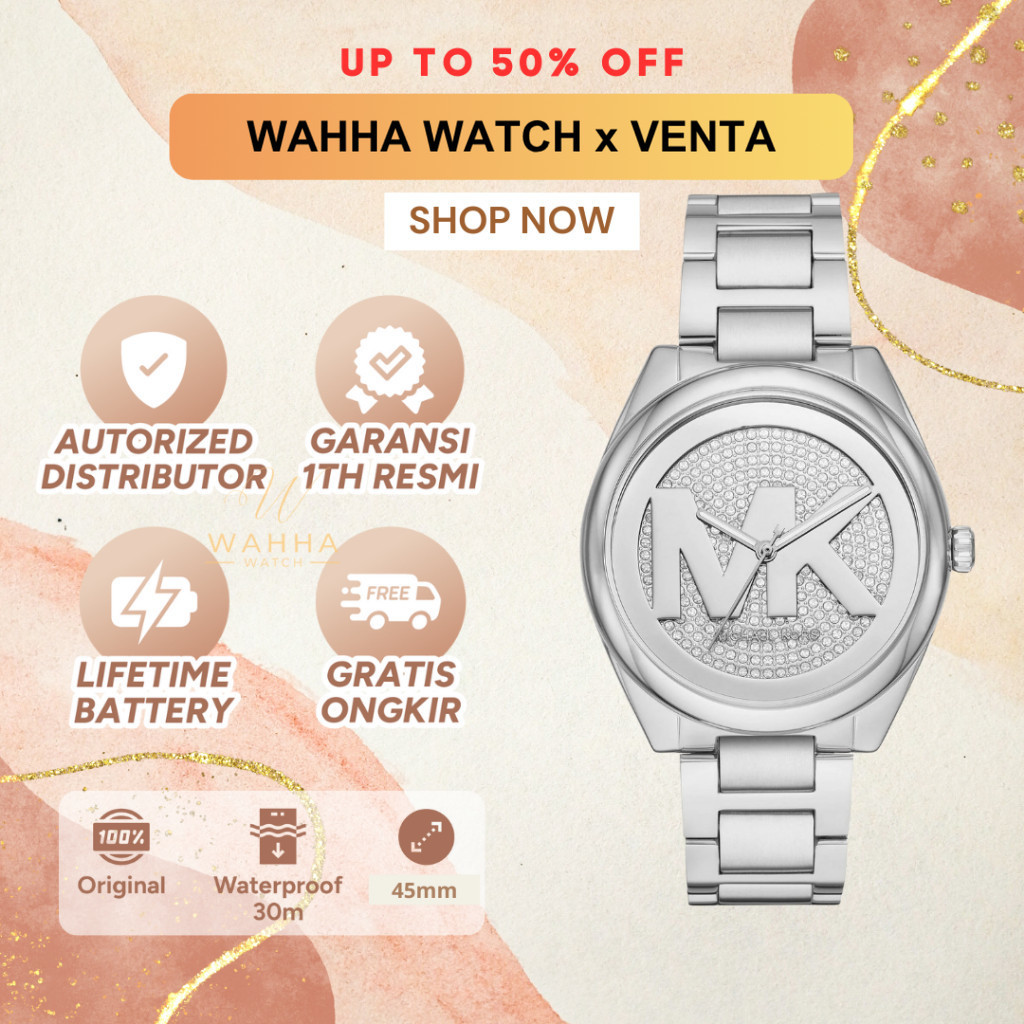 Jam Tangan Wanita  Janelle MK7311 Ladies Watch Silver Stainless Steel Strap [BERGARANSI]