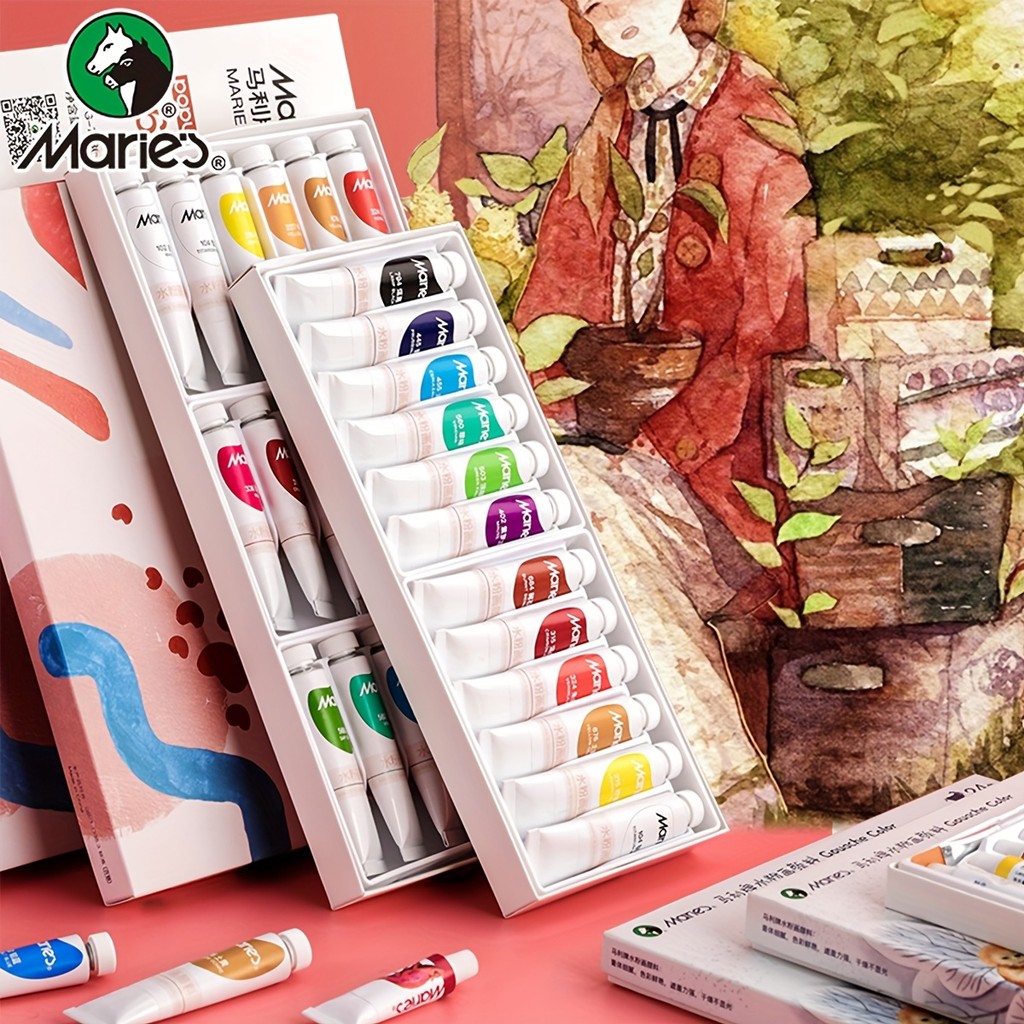 

Maries 36/24/18/12 Colors Gouache Paint,12ml/0.4oz,Artist Quality,Lightfast,for Professionals,Adults(Brushes not included)