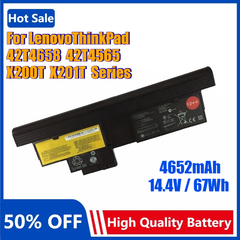 

8 Cell 14.4V / 67Wh Laptop Battery for Lenovo ThinkPad X200T Tablet X201T Series FRU 42T4658 42T4565 43R9257 Replacement Bateria