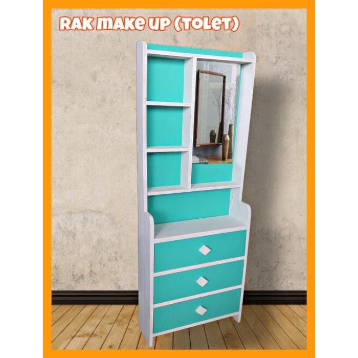 [COD] RAK MAKE UP TOLET MEJA RIAS LEMARI KOSMETIK KACA BAHAN KAYU KUAT - Ungu
