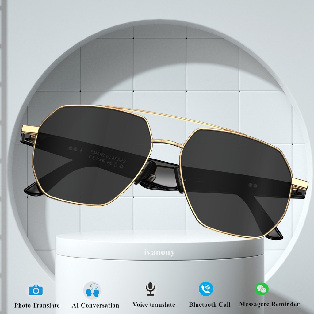 AI Smart Glasses Translator Bluetooth Call Video Call AI Dialogue Translate Noise Canceling ChatGPT 
