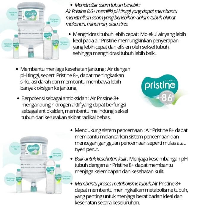 

Air mineral pristine 8+ 19 Liter galon + air mineral water - MOTOR MAKS 1GLN