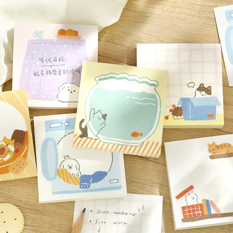 

Ins Style Kawaii Cartoon Animal Memo Pads 100pcs Cute Cartoon Pet Sticky Notes Student School Supplies