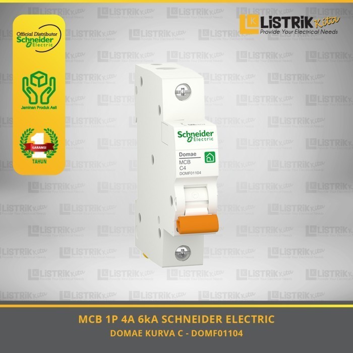 MCB SCHNEIDER ELECTRIC DOMAE 1P  4A 6kA KURVA C - DOMF01104