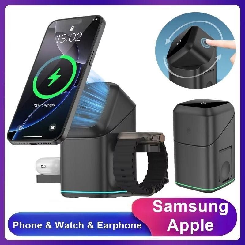 Elavo 3in1 Rotate automatic wireless charger unik kompatibel untuk Samsung devices Galaxy watch 7 Ul