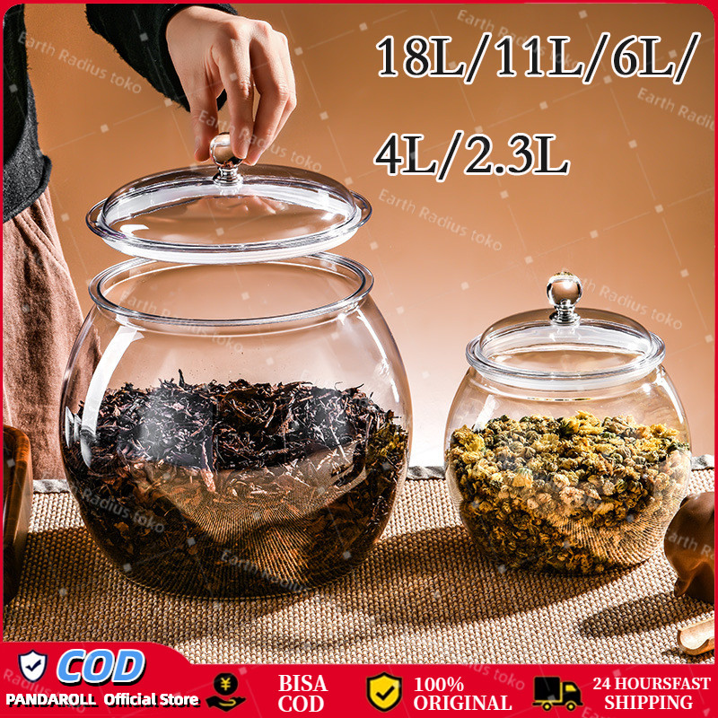 18L Wadah Plastik Tertutup Berkapasitas Besar, Kaleng Transparan Anti Bocor, Kotak Penyimpanan Bumbu