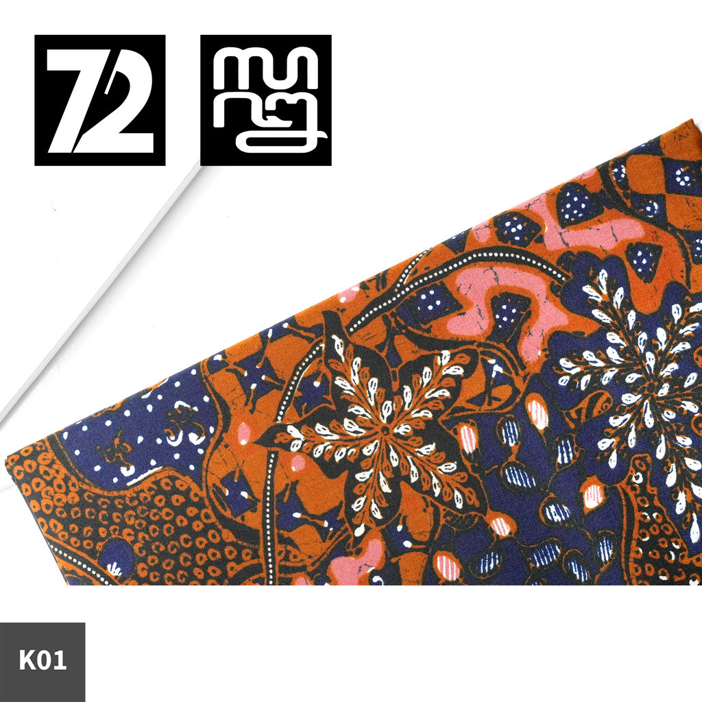 72 Batik - Kain Batik Bahan Katun Motif Benih Rindu Warna Orange Hitam 725794