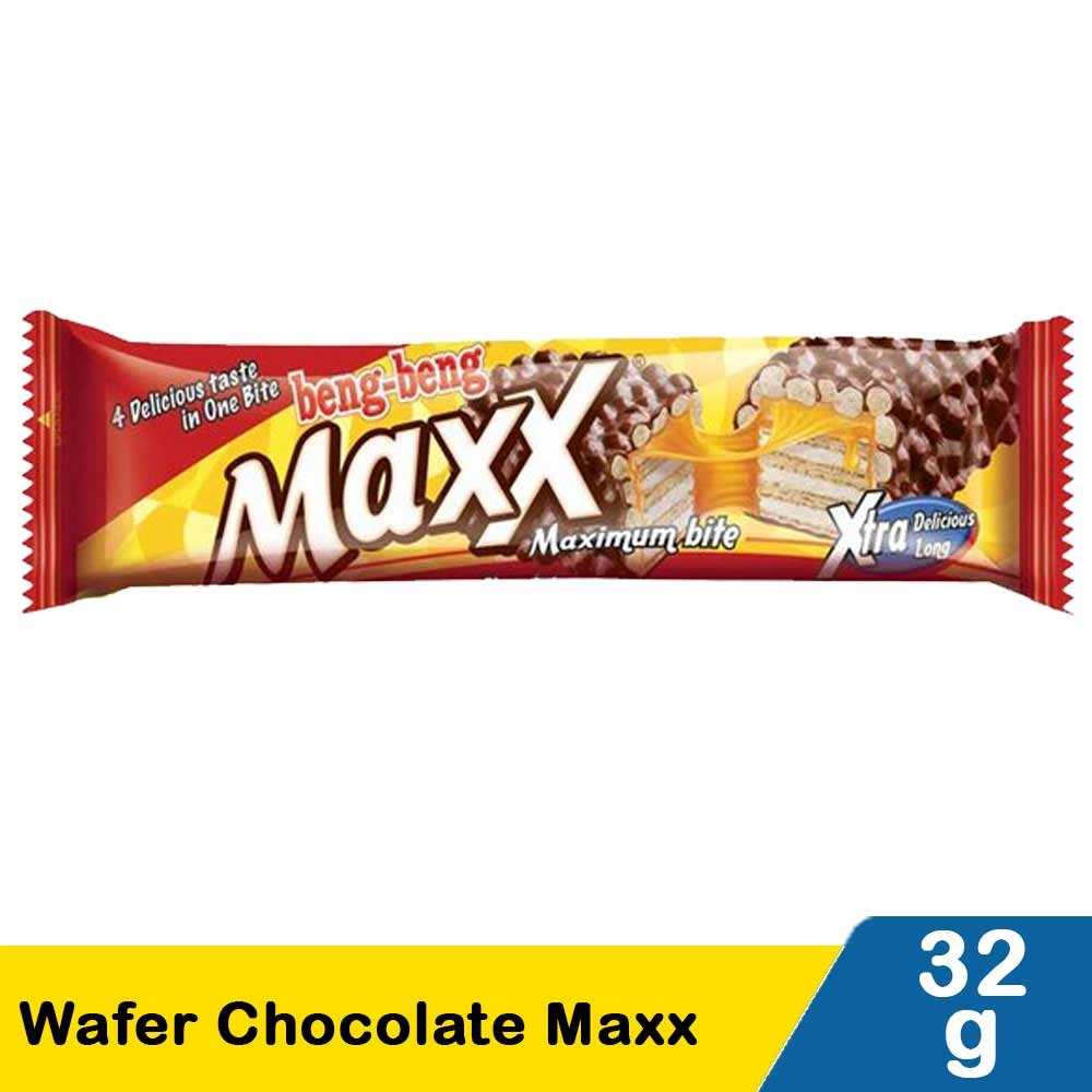 

BENG-BENG MAXX MAXIMUM BITE WAFER CARAMEL CRISPY CHOCOLATE 32GR - WAFER SEREAL SALUT COKELAT