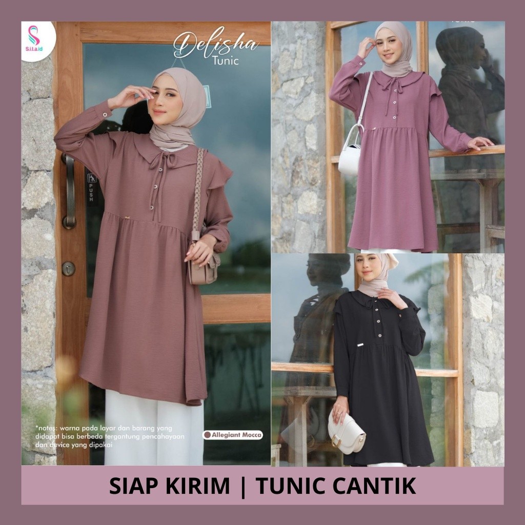 Tunik Cantik Delisha Bahan Crinkle By Sita ID