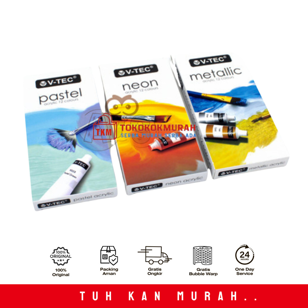 

CAT ACRYLIC V-TEC NEON / METALLIC / PASTEL 6ML 12 WARNA