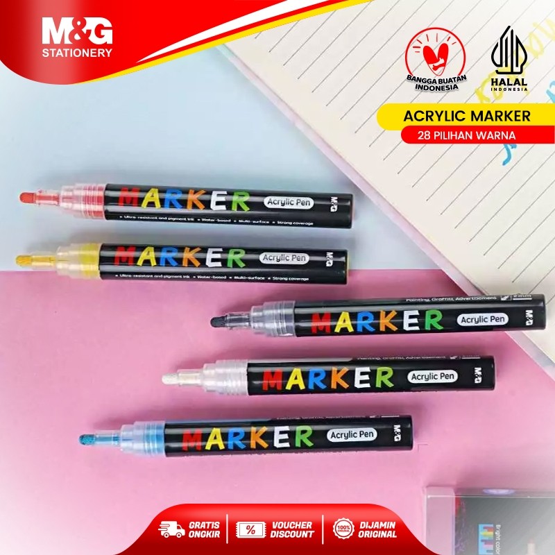 

M&G Acrylic Marker Spidol Akrilik Spidol Warna Warni 30 Pilihan Multifungsi Tahan Air Segala Permukaan Serbaguna Tidak Berbau Tip Touch Tidak Mudah Pudar