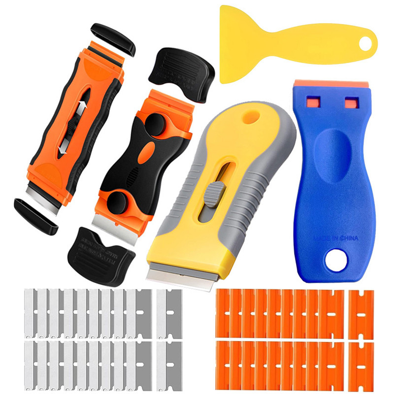 

22/41/45Pcs Razor Blade Scraper Wall Paint Remover For Labels Stickers Decals Removal Auto Window Kitchen Tint Vinyl Tape Clean