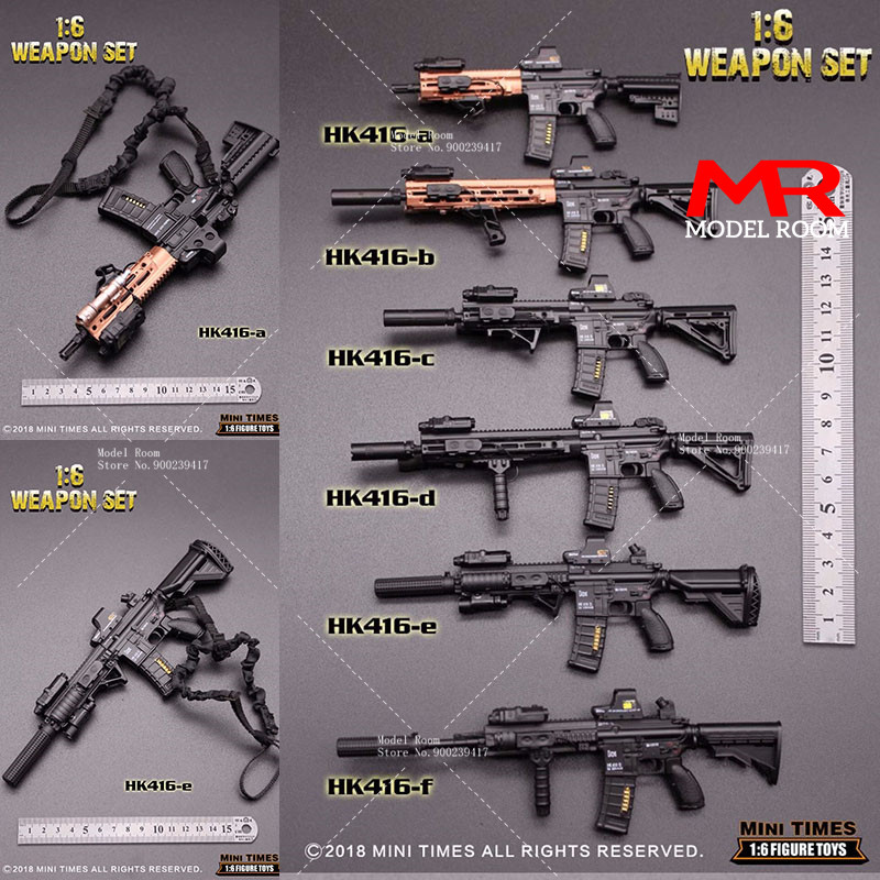 Minitimes Mini HK416 1/6 Scale Soldier Mini Gun Plastic Military Weapon Model Fit 12'' Soldier Actio