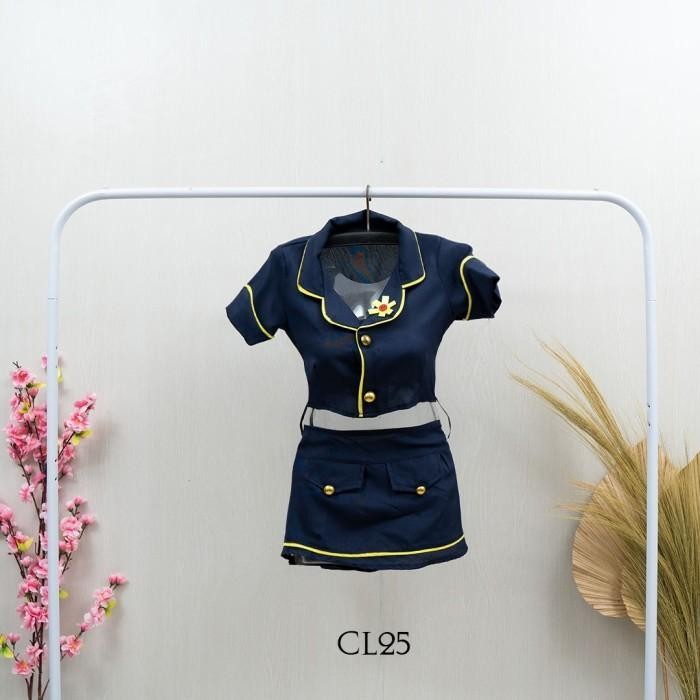 Kostum Sexy Lingerie Cosplay Uniform Seragam Polisi Wanita Biru CL25