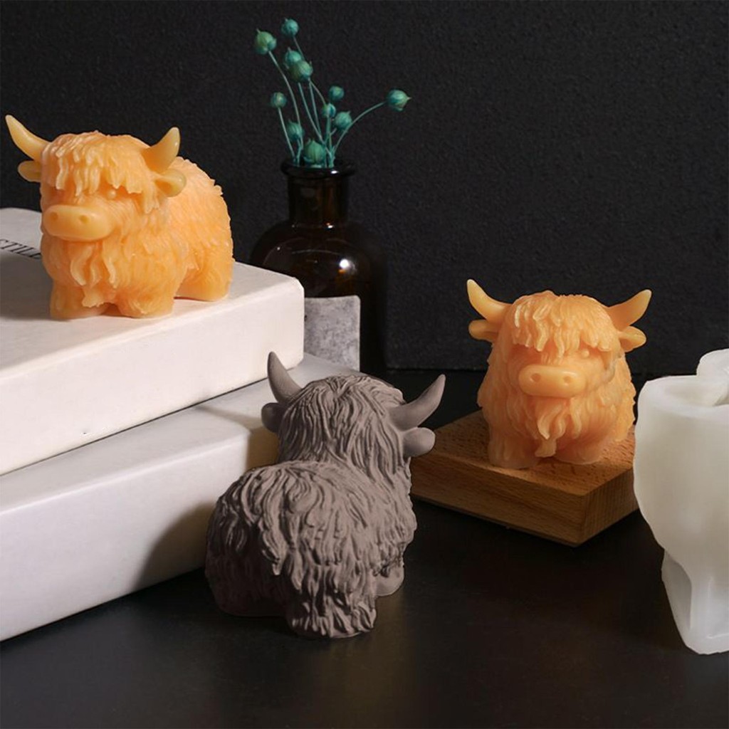 

1pc Highland Cow Silicone Candle Mold - Reusable Animal Shaped Mold for DIY Handmade Candles, Plaster & Resin Crafts - Farmhouse