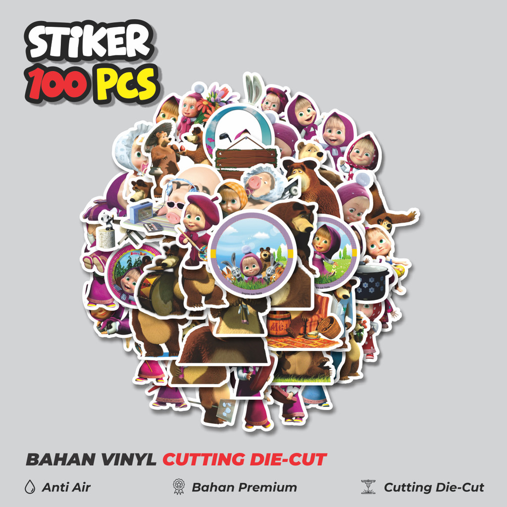 

Terbaru! 50 pcs Stiker Kartun Series Masha And The Bear V3 Dekorasi Lucu Kreatif untuk Notebook, Skateboard, HP