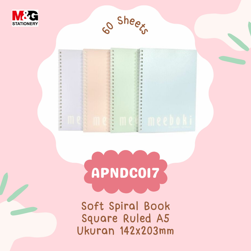 

M&G Soft Spiral Notebook (Square Spiral A5) 60 Sheets APNDC017 Ukuran 142x203mm - Buku Catatan