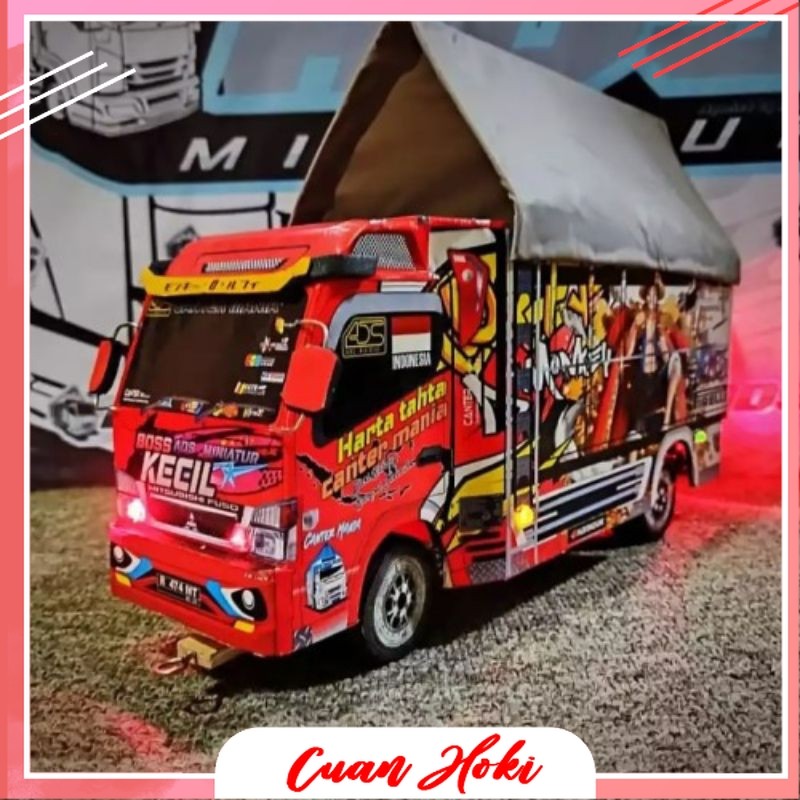 CUAN HOKI PROMO  MINIATUR TRUK OLENG KAYU FULL LAMPU KELIP miniatur truk oleng doraemon miniatur tru