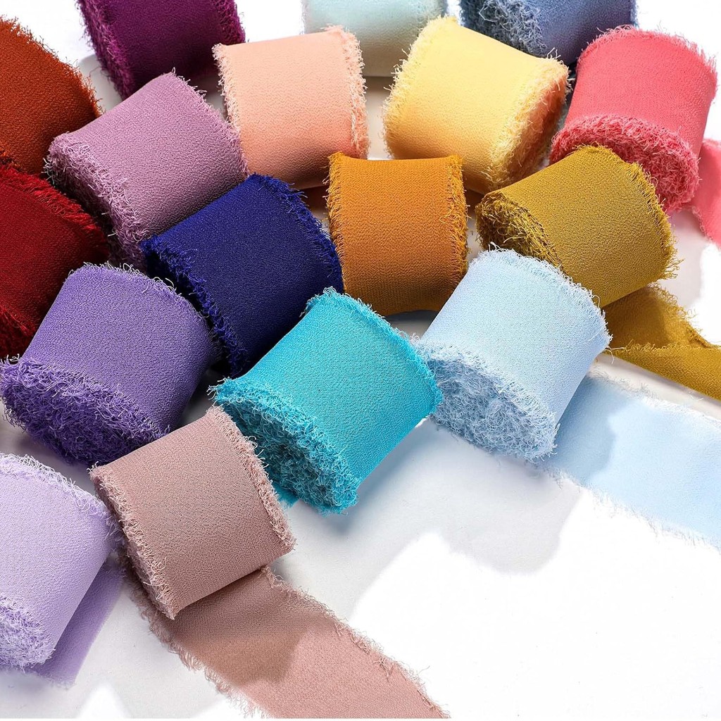

4CM*5M Frayed Edged Satin Chiffon Silk Ribbon For Wedding Invitation Bouquets Gift Wrapping Birthday Party Decorations