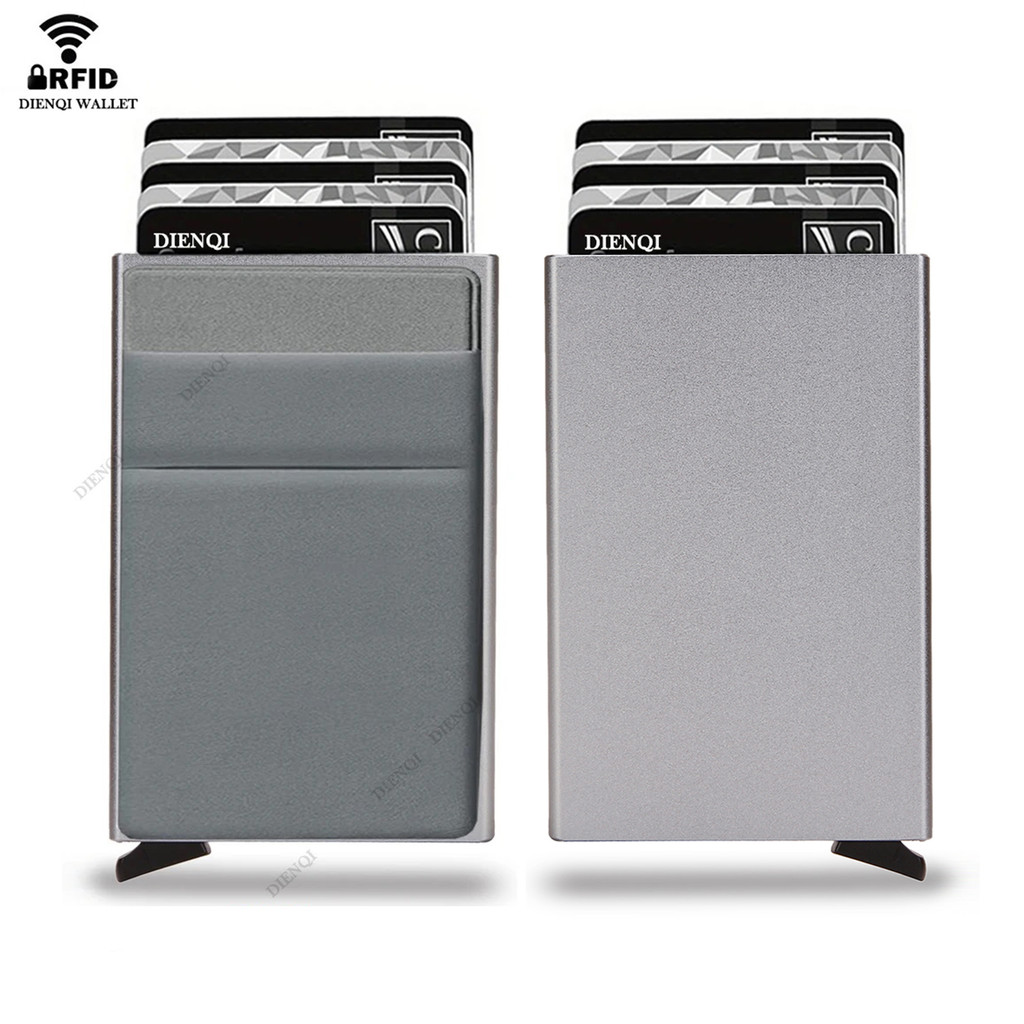 

Rfid Smart Wallet Card Holder Metal Thin Slim Men Women Wallets Pop Up Minimalist Wallet Small Black Purse Vallet Walets for Men