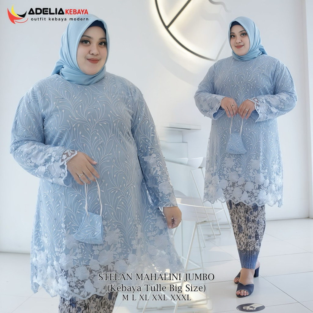 Set Kebaya Modern Tunik Tulle Brokat Jumbo Ld 130 Baju Kondangan Hajatan Bridesmaid