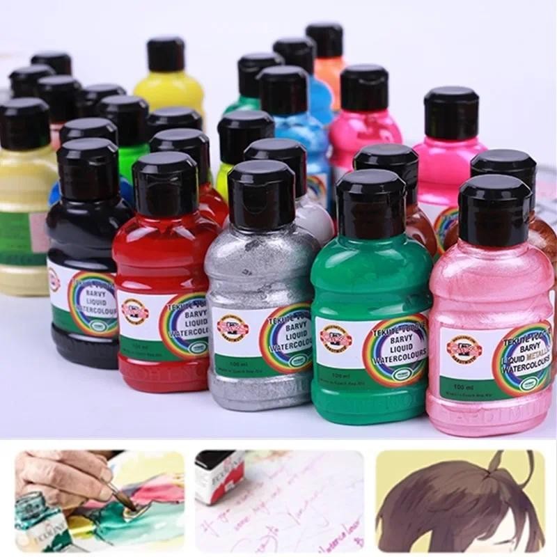 

100ml 25color Liquid Watercolor Pigment Fluorescent/metallic Color Water Color Art Student Painting Creation Comic Coloring