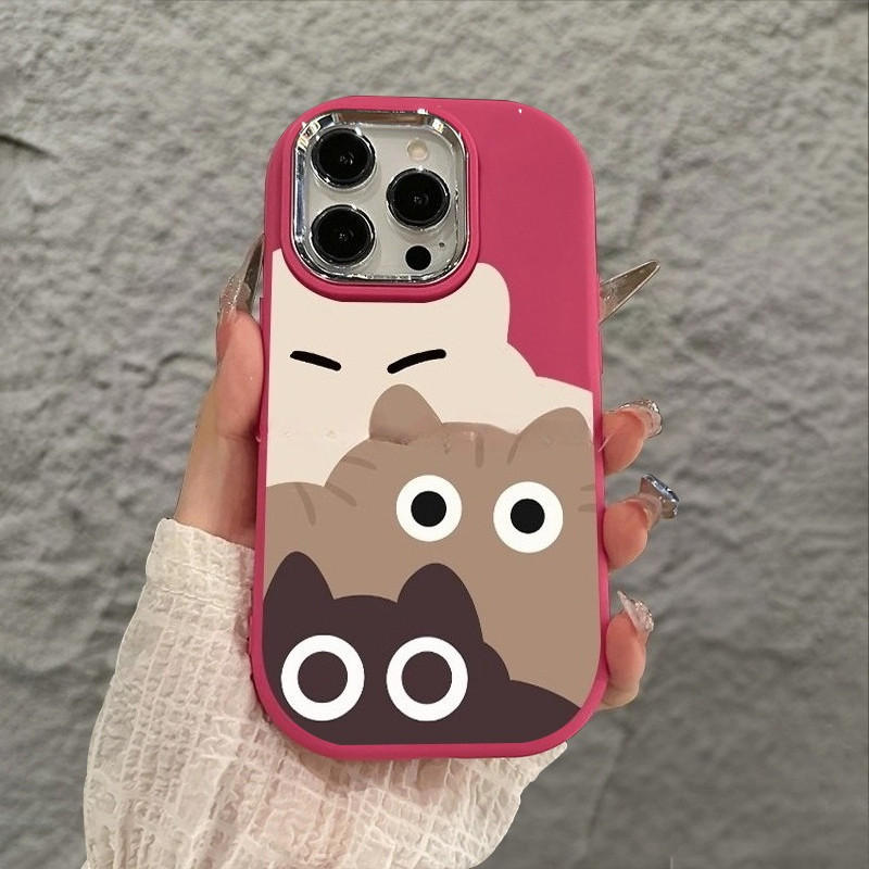 Casing HP silikon lembut kucing kecil lipat imutUntuk Case iPhone 16 11 PRO MAX 12 PRO MAX 13 PRO MA