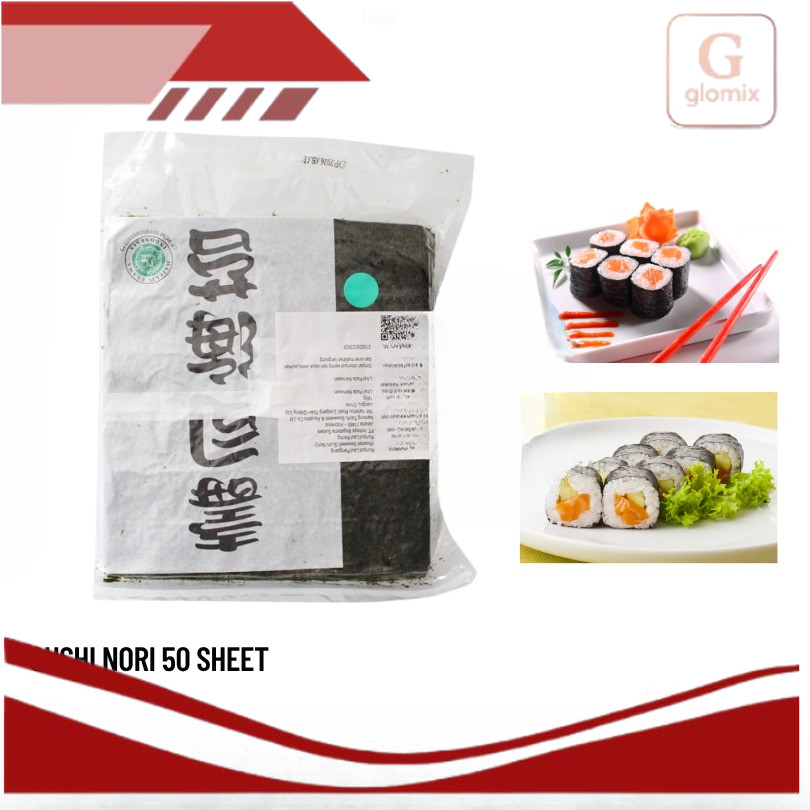 

TERLARIS !!! Sushi Nori Halal MUI 50 Sheet / Rumput Laut Panggang 50 Lembar