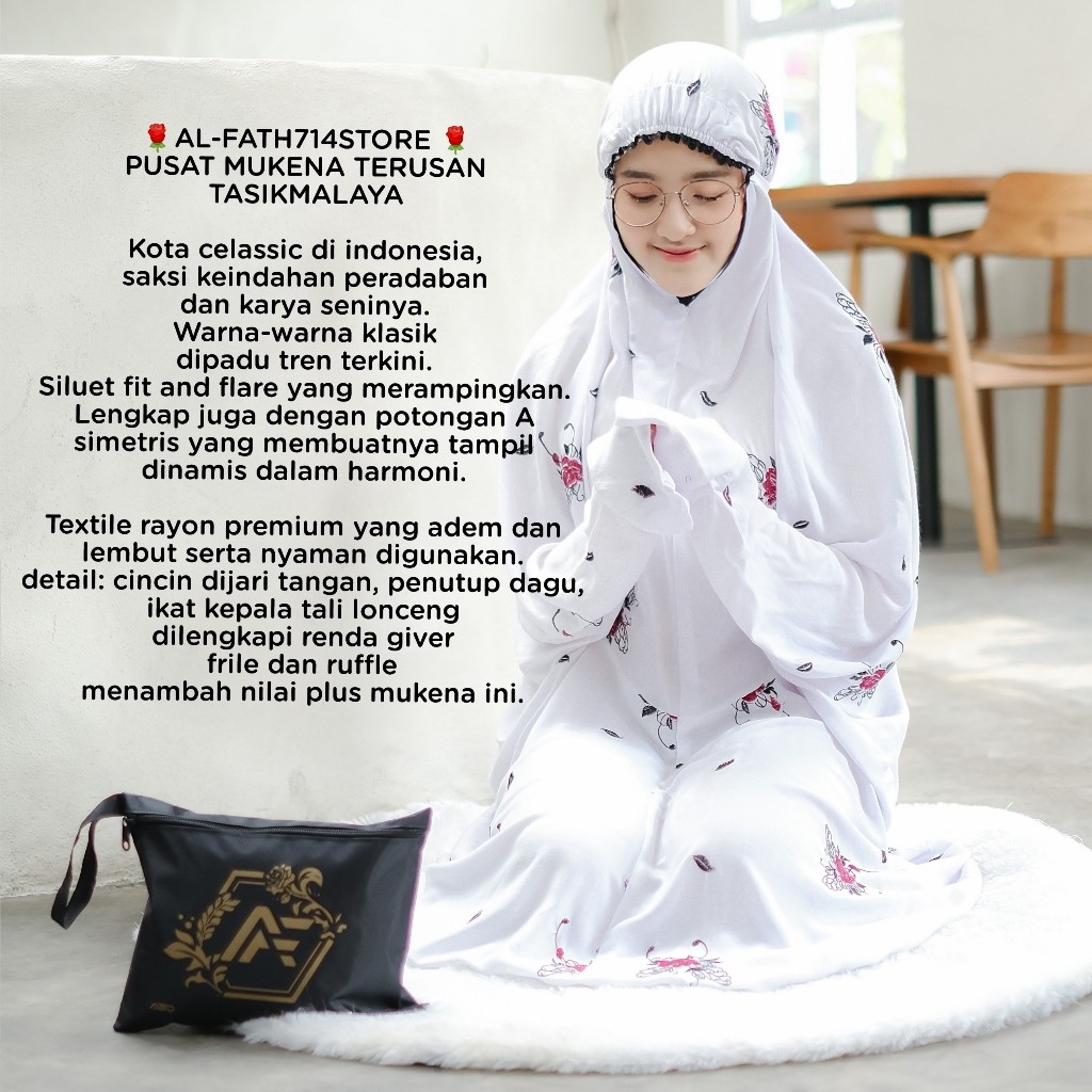 Mukena Terusan Dewasa Putih Mukenah Lajuran Bordir Mukena Langsungan Jumbo