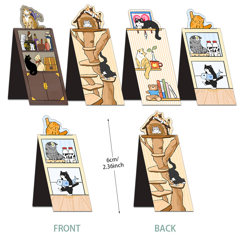 

4PCS Creative Cute Cat World Warm Cabin Magnetic Bookmarks Creative Animal DIY Paper Books Page Marking Bookmarks