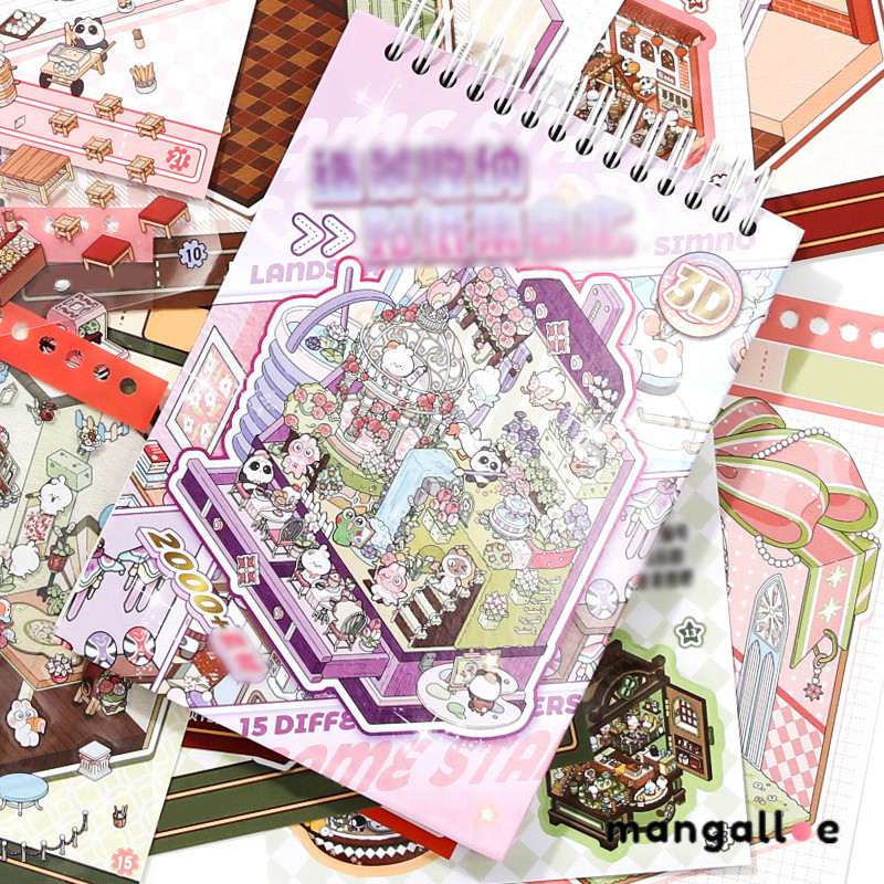 

[COD] Koleksi Stiker 3D Toko Meow Meow Stiker Lanskap Miniatur Stiker Kartun Tahan Air -MG