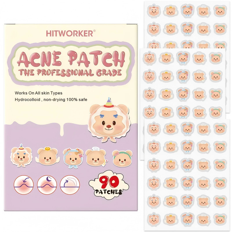 

90pcs/box cute bear spot stickers - waterproof, effectively covering a e, suitable for cute animal designs on the face