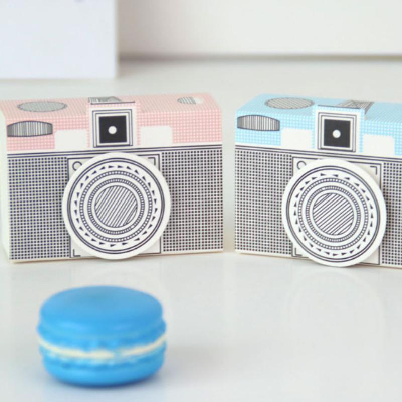 

8x2.8x5.5cm Creative Camera Candy Boxs Snowflake Crisp Malt Candy Dessert Packaging Gift Box Wedding Birthday Party Supplies