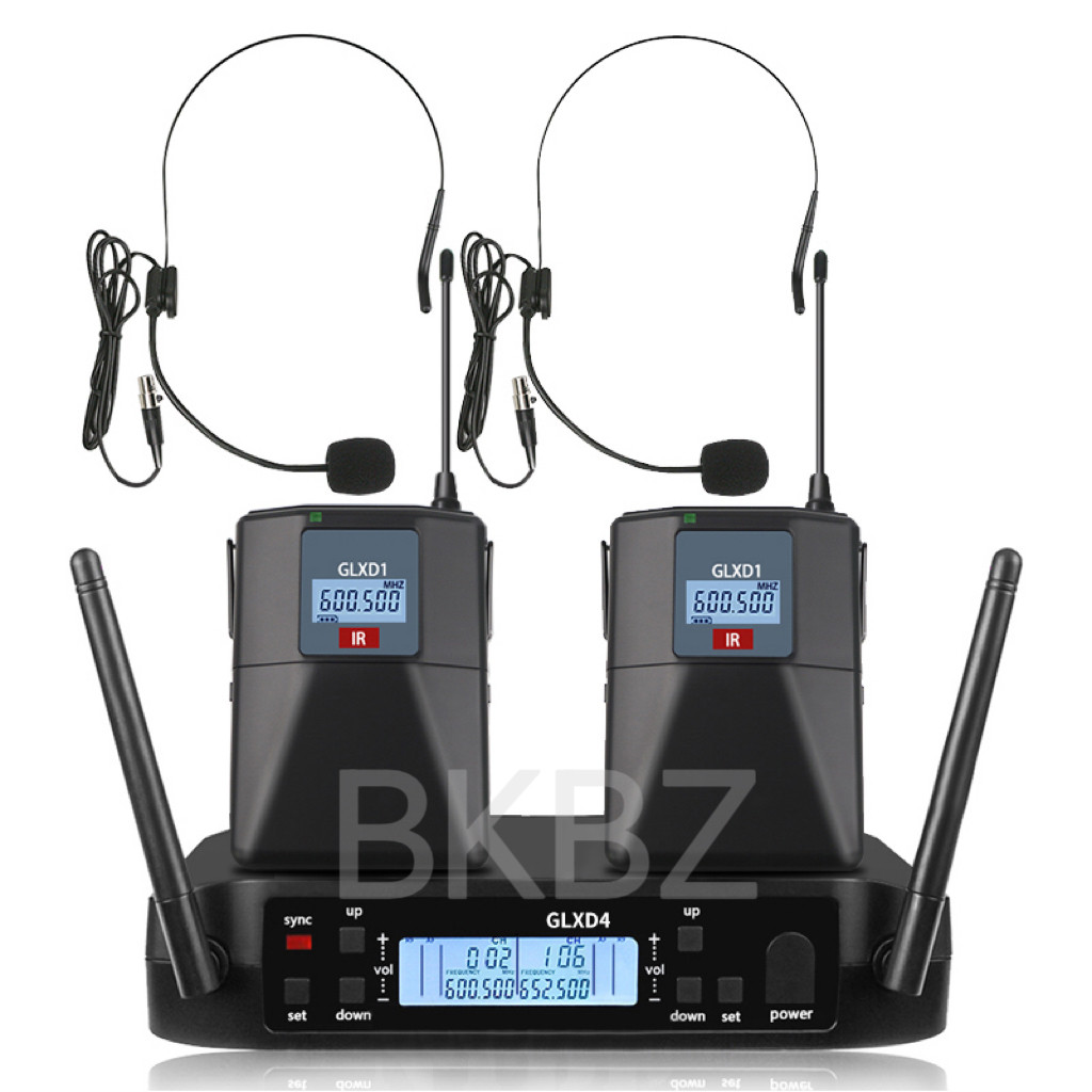 G58 600-699MHz Headset Profressional Wireless Microphone System Automatic Scan 2 Channels Bodypack T