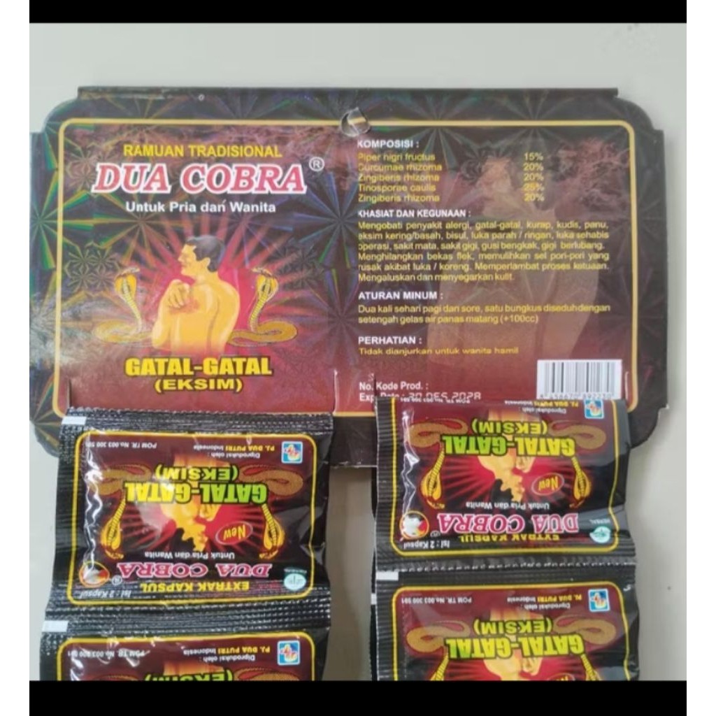 Gatal Exim Jamu Cap Cobra isi 12 Sachet - kapsul dua cobra gatal gatal
