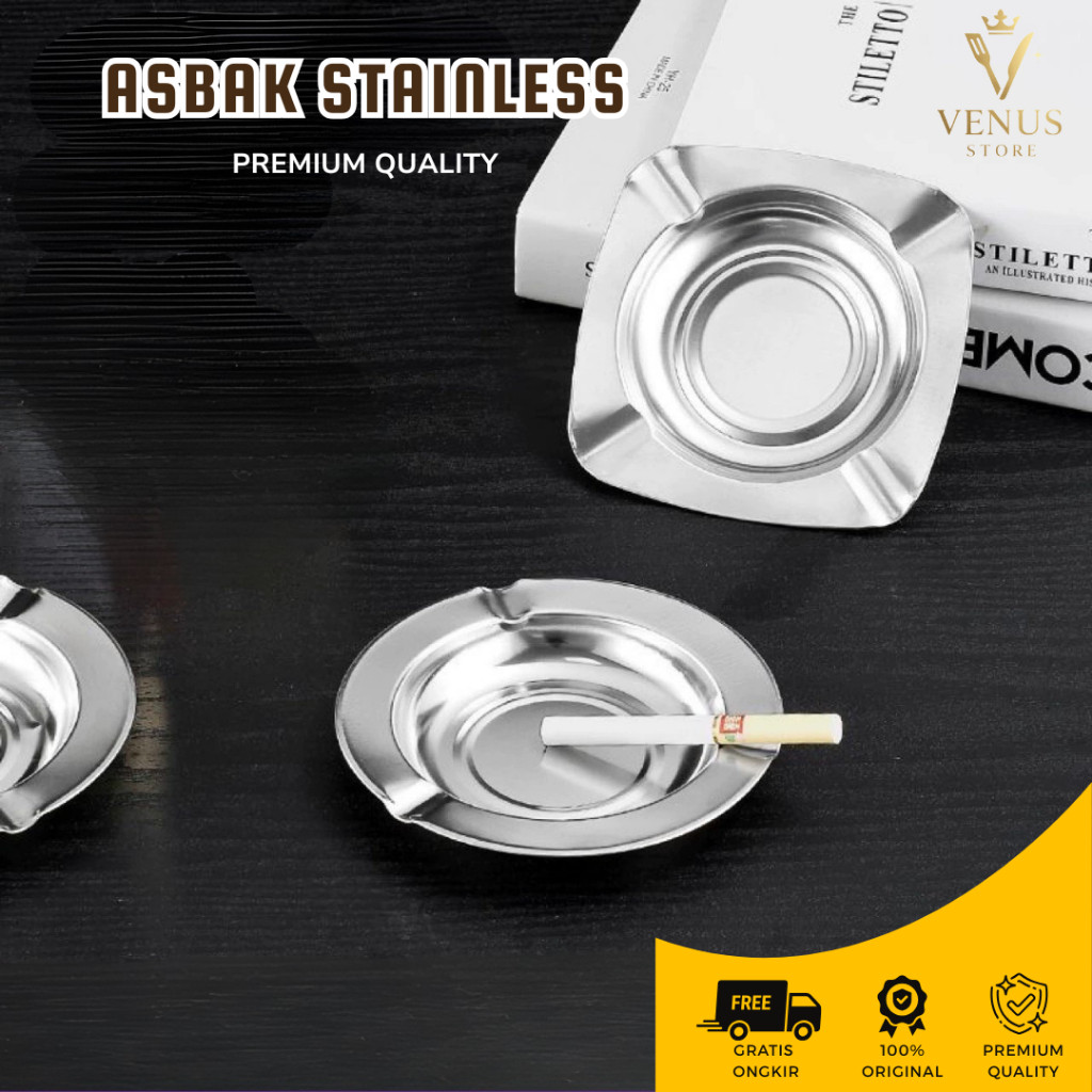 Asbak Rokok Stainless Besi Bulat / Tempat Abu Rokok Kaleng