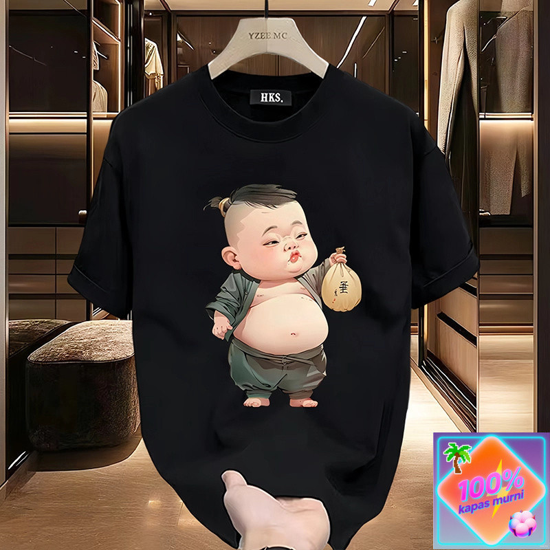 Terlaris di Shopee Kaos T - Shirt Pendek Pria Kasual Katun, Model Cetak Bayi Lucu