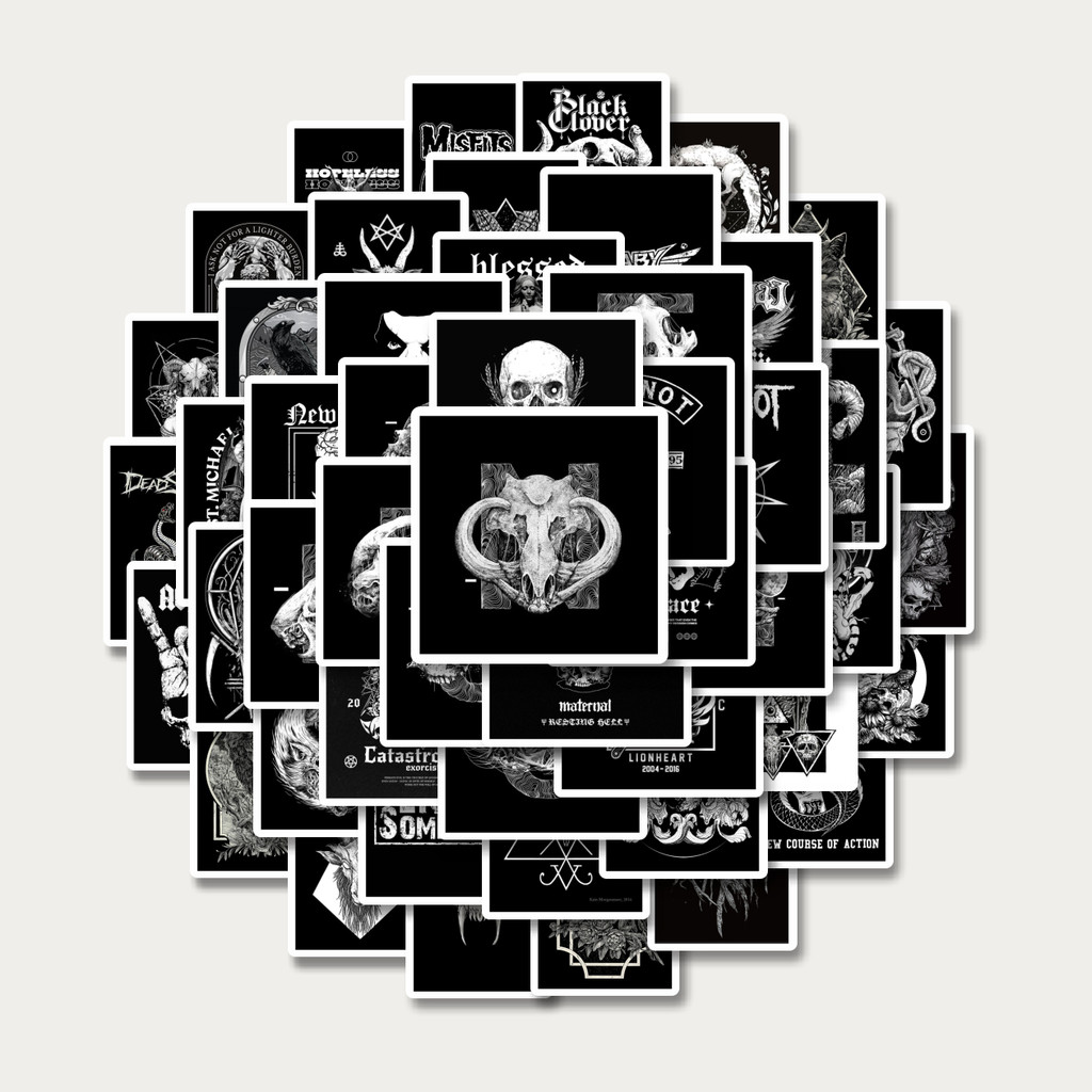 

Sticker Pack Stiker Black And White Metal TShirt Design Mix [Desain Kaos Metal Hitam Putih] | Sticker TUMBLR | Stiker LAPTOP KOPER HELM
