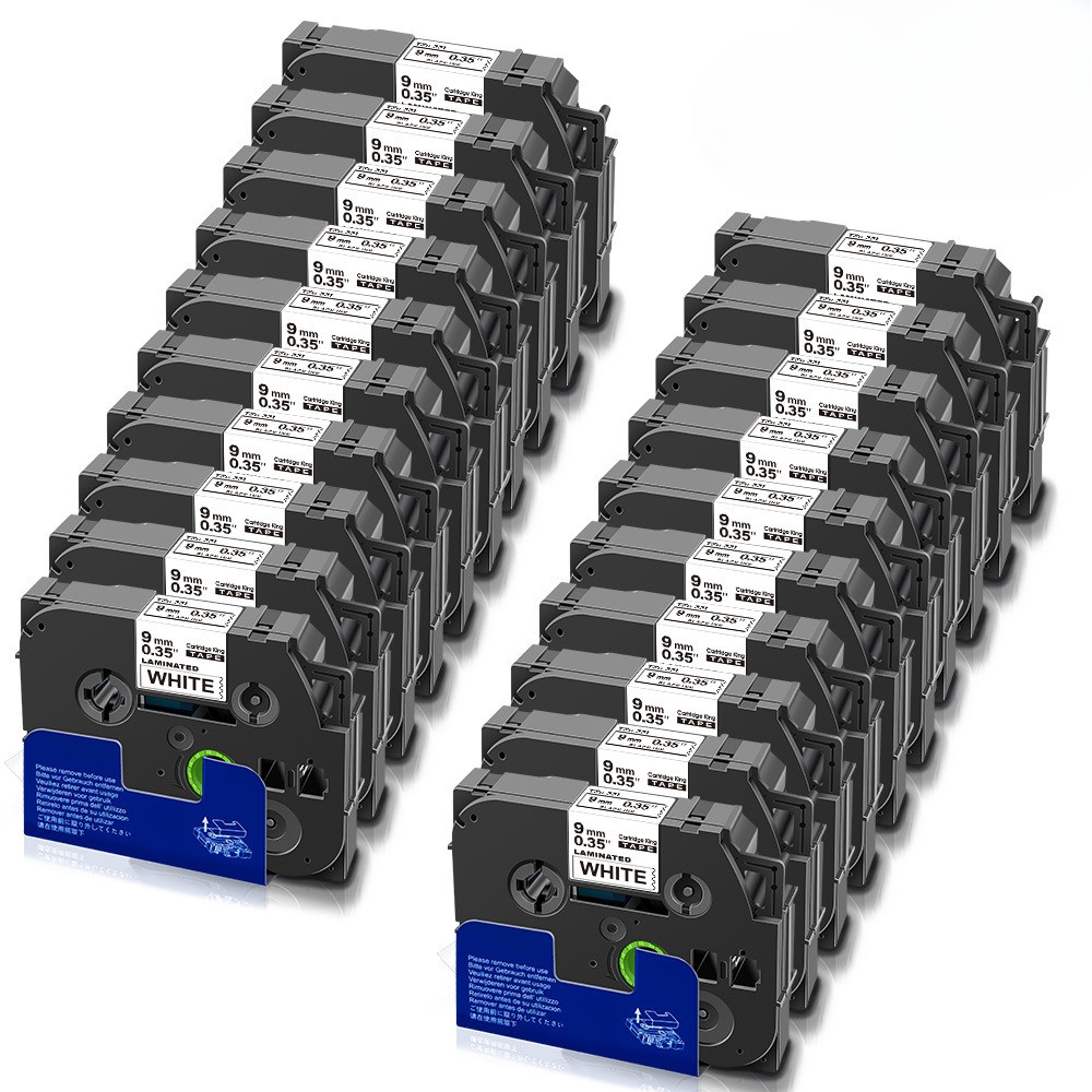

20PK 9mm 221 TZ-Laminated-Tape Compatible for Brother P-touch 221 Label Ribbon Black on White for Brother P-touch Label Printer