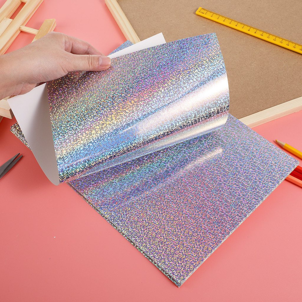 

10 Sheets Glitter Cardstock Colored Scrapbook Origami Paper Craft Supplies Decorative Materials Holographic Effect Thick Strong