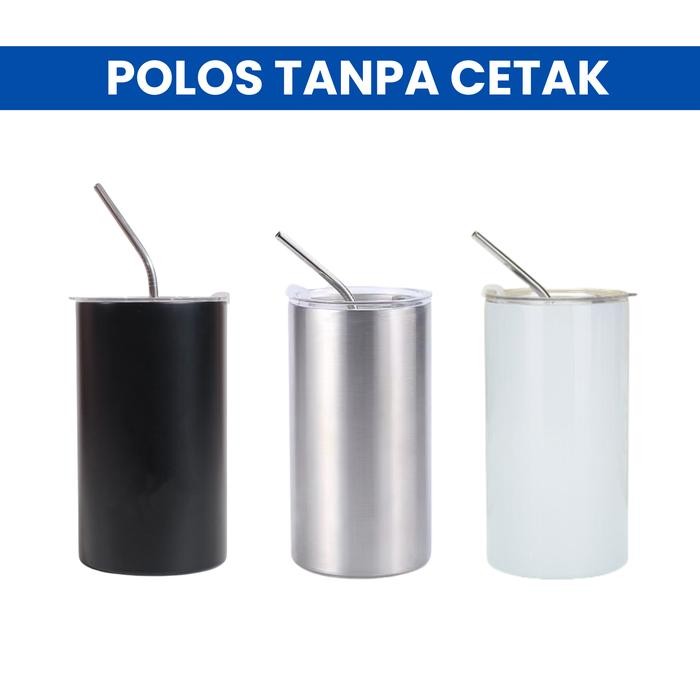 Mug Tumbler Kopi Stainless Aesthetic Cup Straw Vacuum Flask Mug Custom - Polosan, Hitam